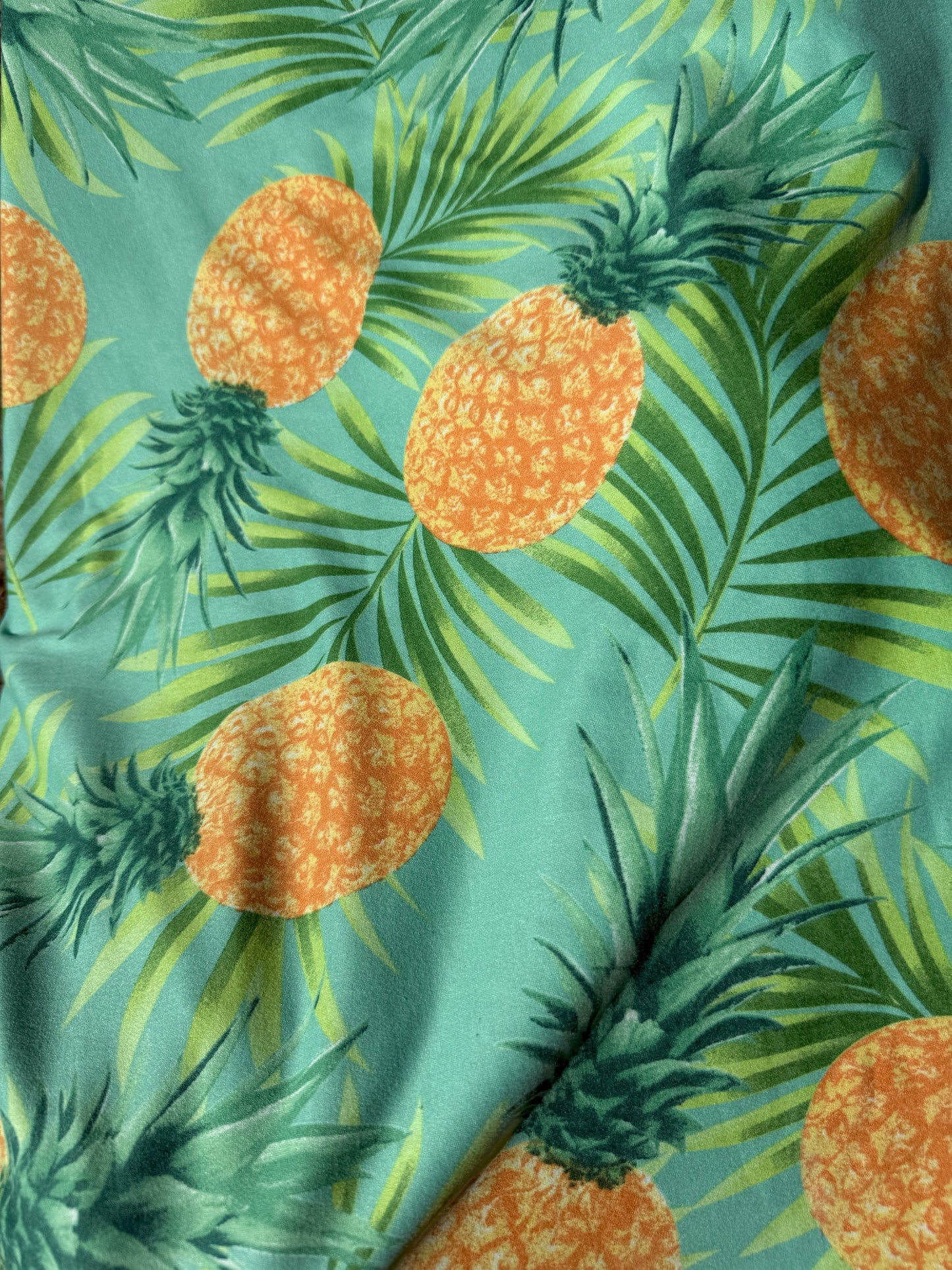 Mint Yellow Pineapple Large Print Polyester Spandex DTY Jersey "Agua de Pina"