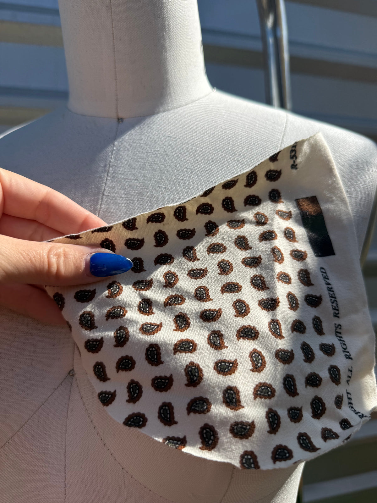 Cream Brown Paisley Cotton Spandex Jersey Knit "Mesa"