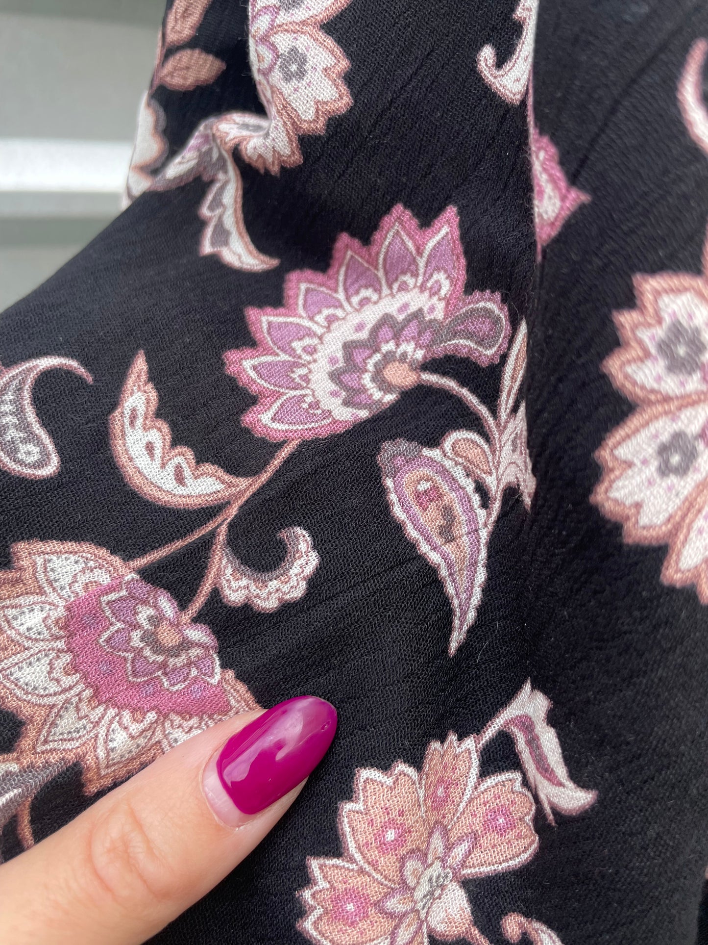 Black Purple Yellow Boho Paisley Print Soft Rayon Crepe "Midnight Wonder"