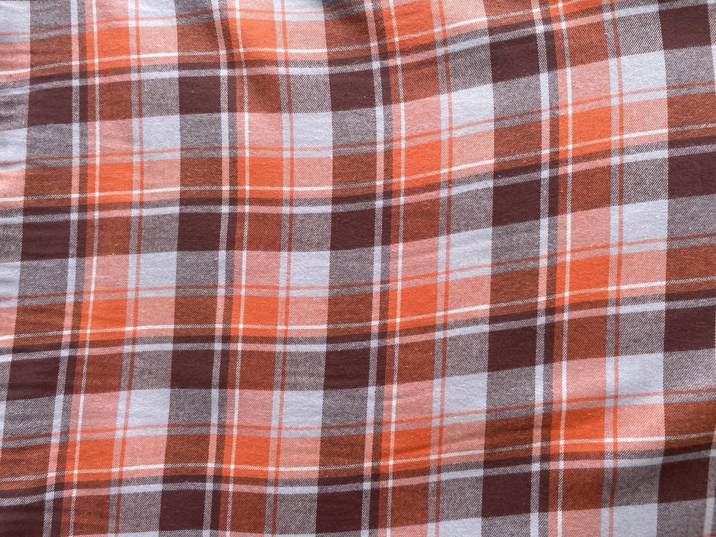 Orange Brown Grey Cotton Plaid Flannel "Kurt's Fave"