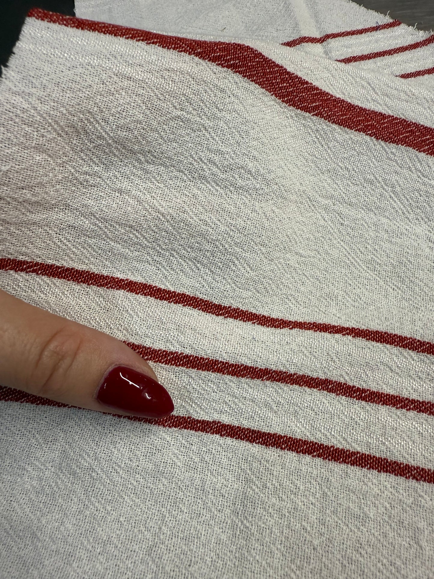White Red Thin Stripe Cotton Gauze "Tea Towel"