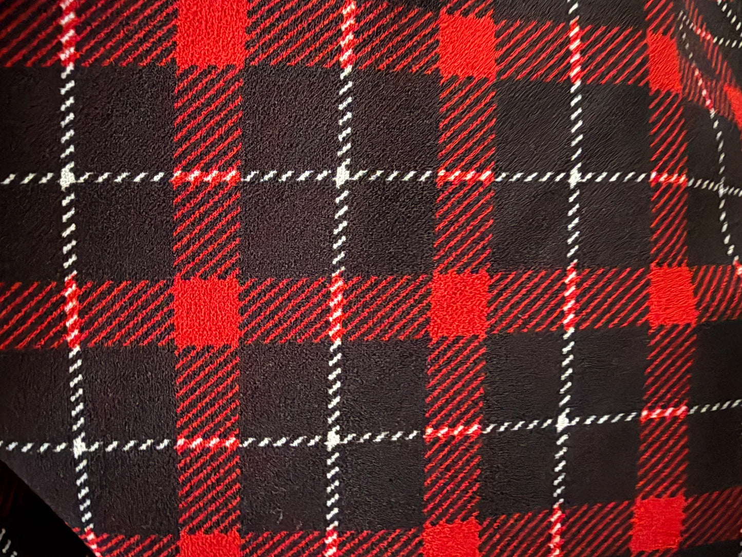 Black White Red Plaid Polyester Spandex Crepe Knit "Night Cap"