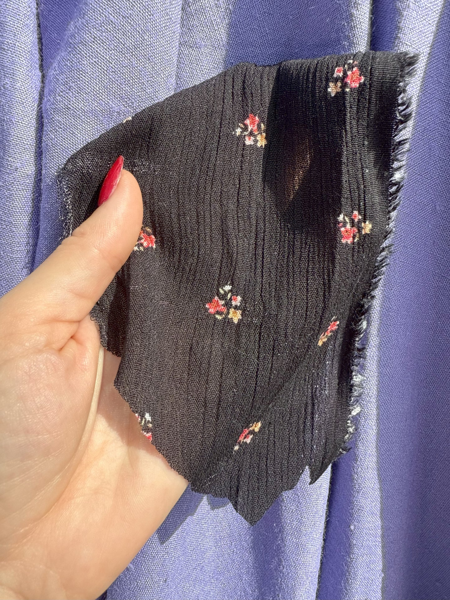 Black Red Yellow White Ditsy Floral Rayon Crepe Woven "Dark'n'Ditsy"