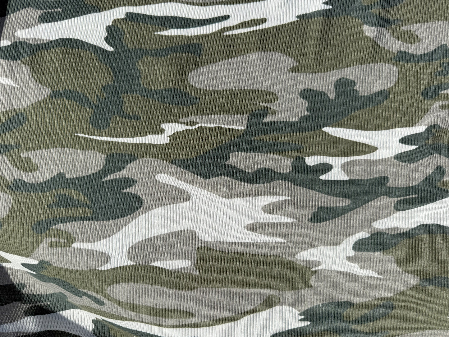Green White Gray Black Camo Cotton Rib Knit "GI Jessica"