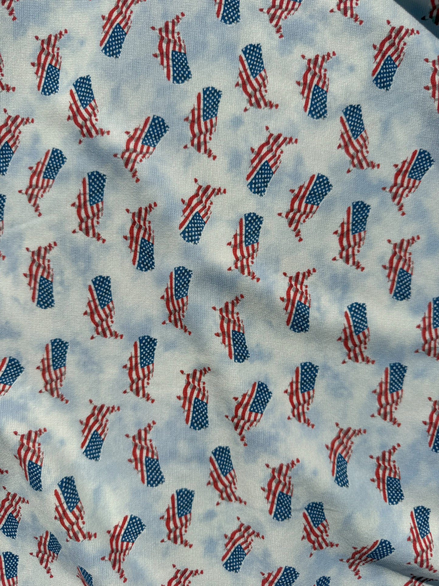 White Red Blue patriotic Star Stripe USA Polyester Spandex Ponte Knit "United Dream"