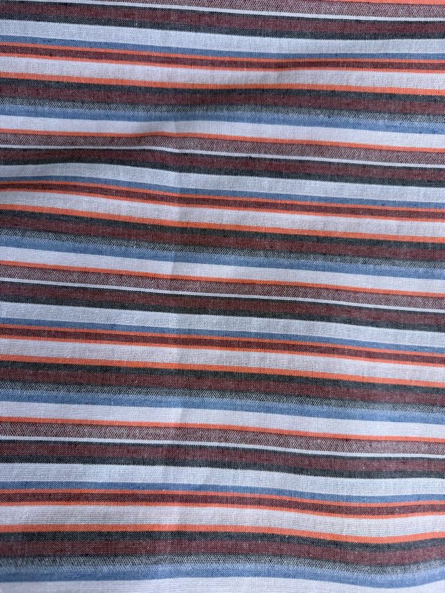 Orange Blue White Navy Maroon Stripe Cotton "Bertie's Home"