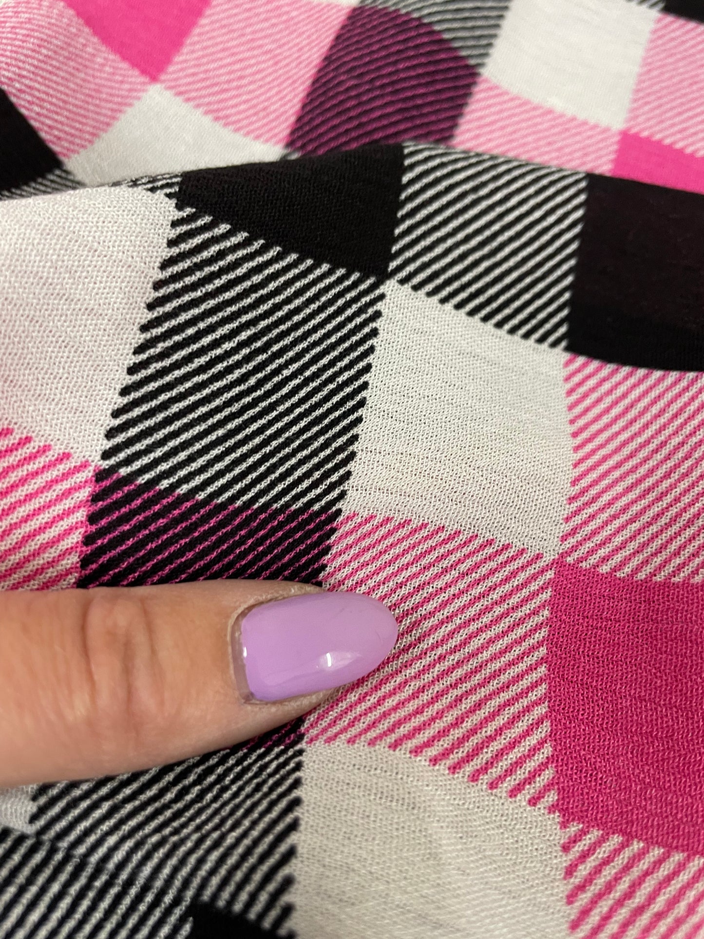 Black Pink White Plaid Soft Rayon Crepe "Warped Tour Girly"