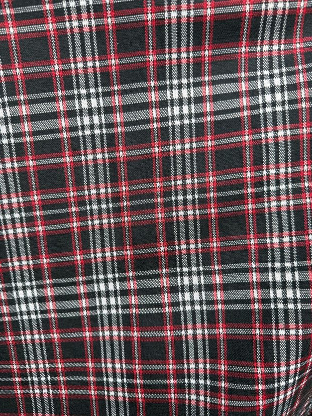 Black Red White Plaid Polyester Spandex Ponte Knit "Skater Girl"