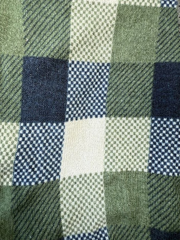 Green Navy Ivory Plaid Hacci Sweater Knit "Mountain View"