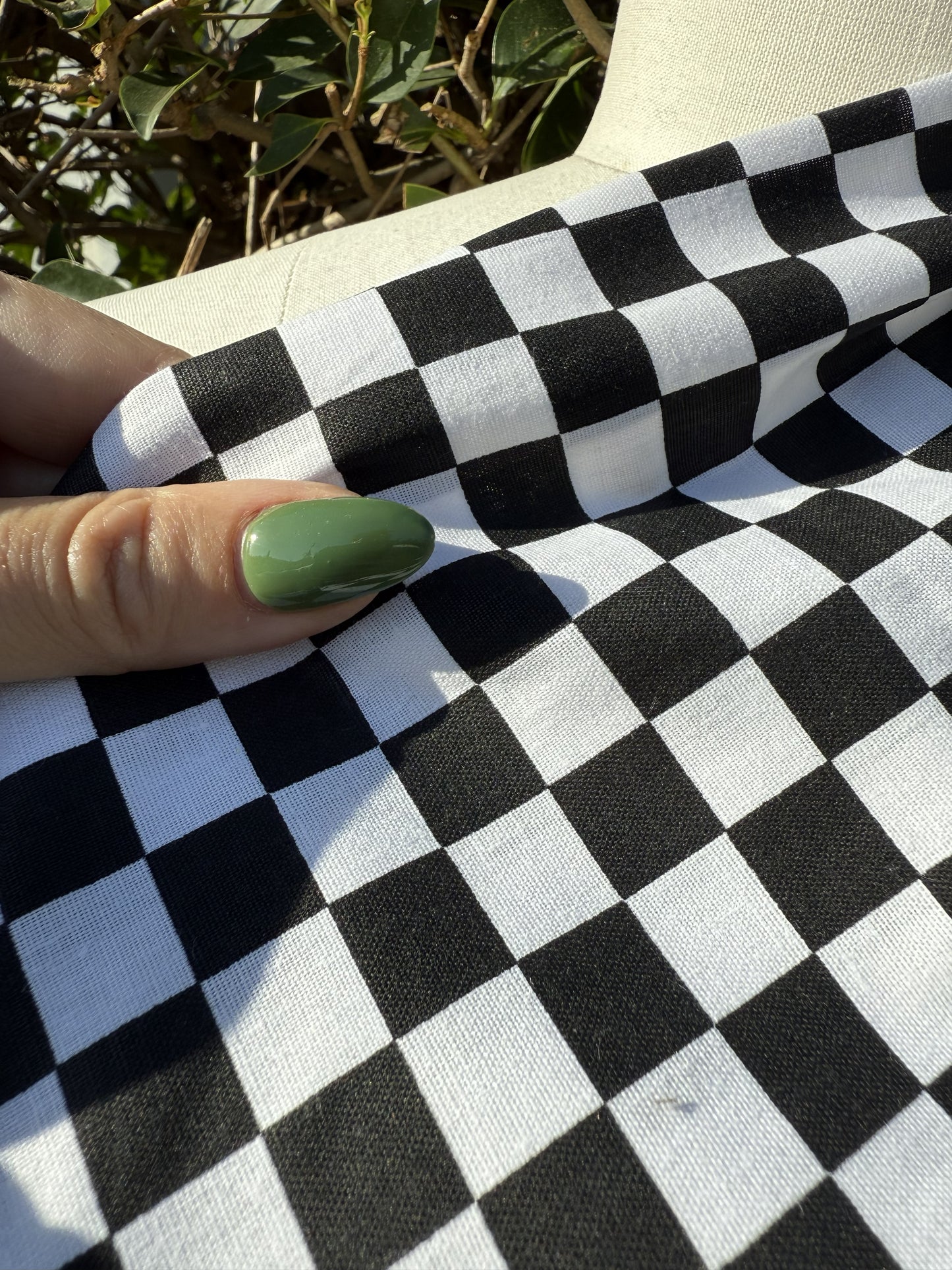 Black White Checker Vintage Cotton Lightweight Poplin "Hot Roddin' "