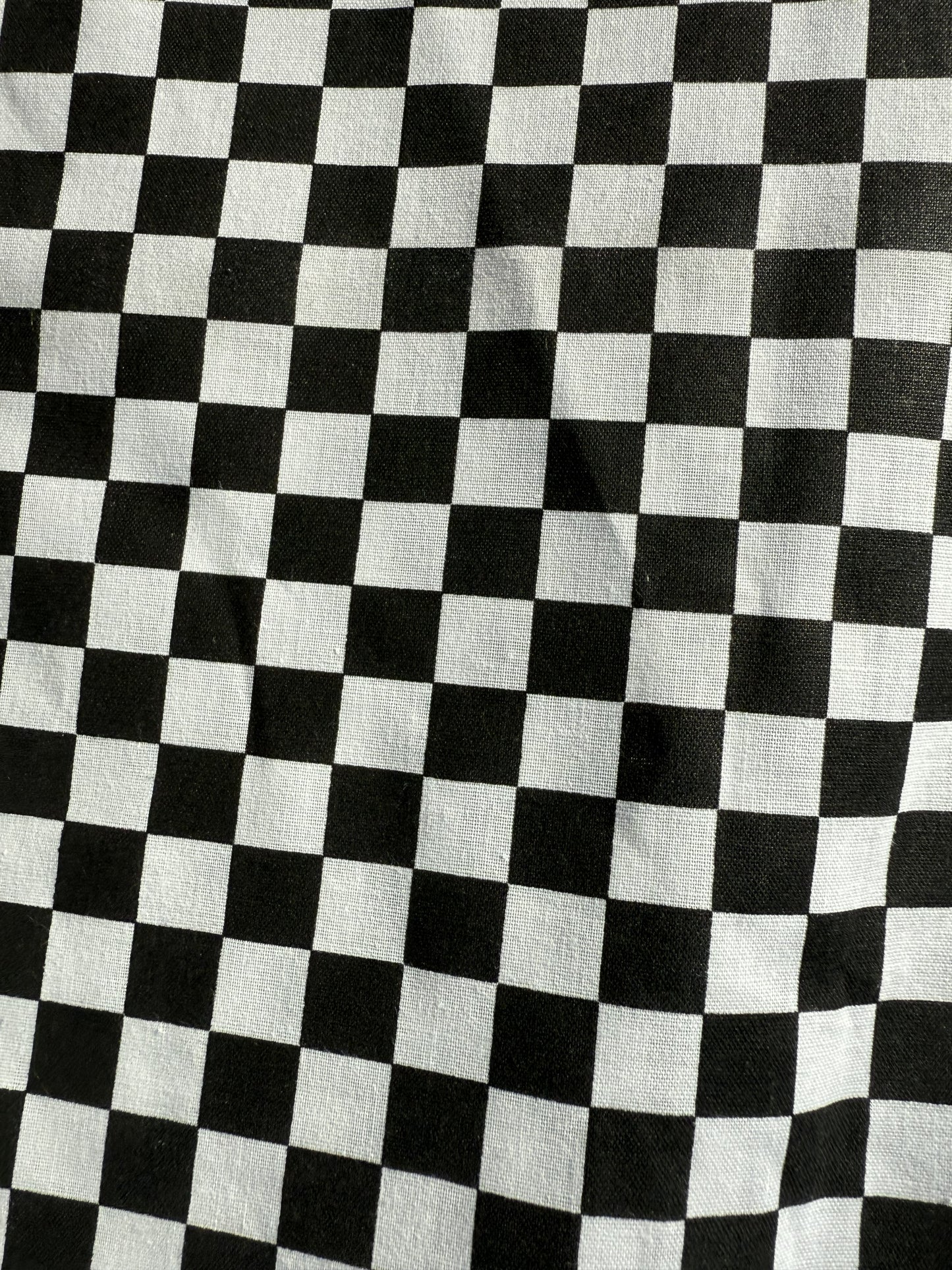 Black White Checker Vintage Cotton Lightweight Poplin "Hot Roddin' "