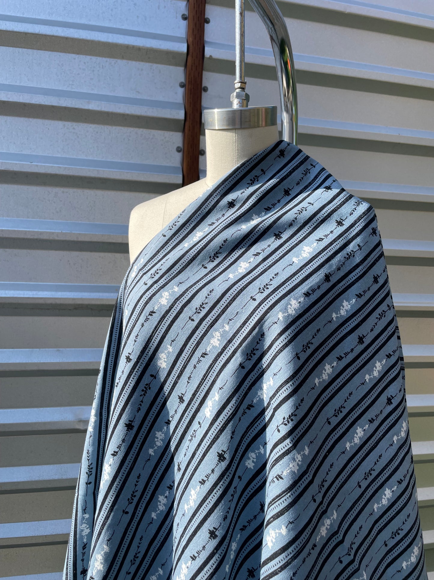Dusty Blue Floral Cottage Core Cotton/ Linen "Blue Hills"