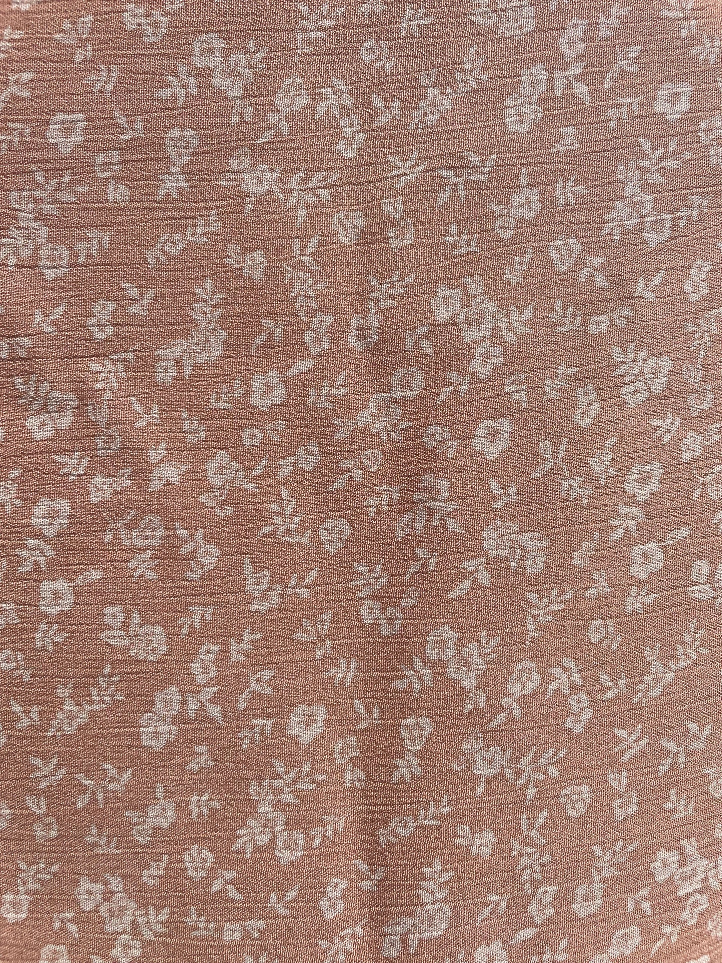 Tan Beige Floral Soft Rayon Crepe "Charlotte Ann"
