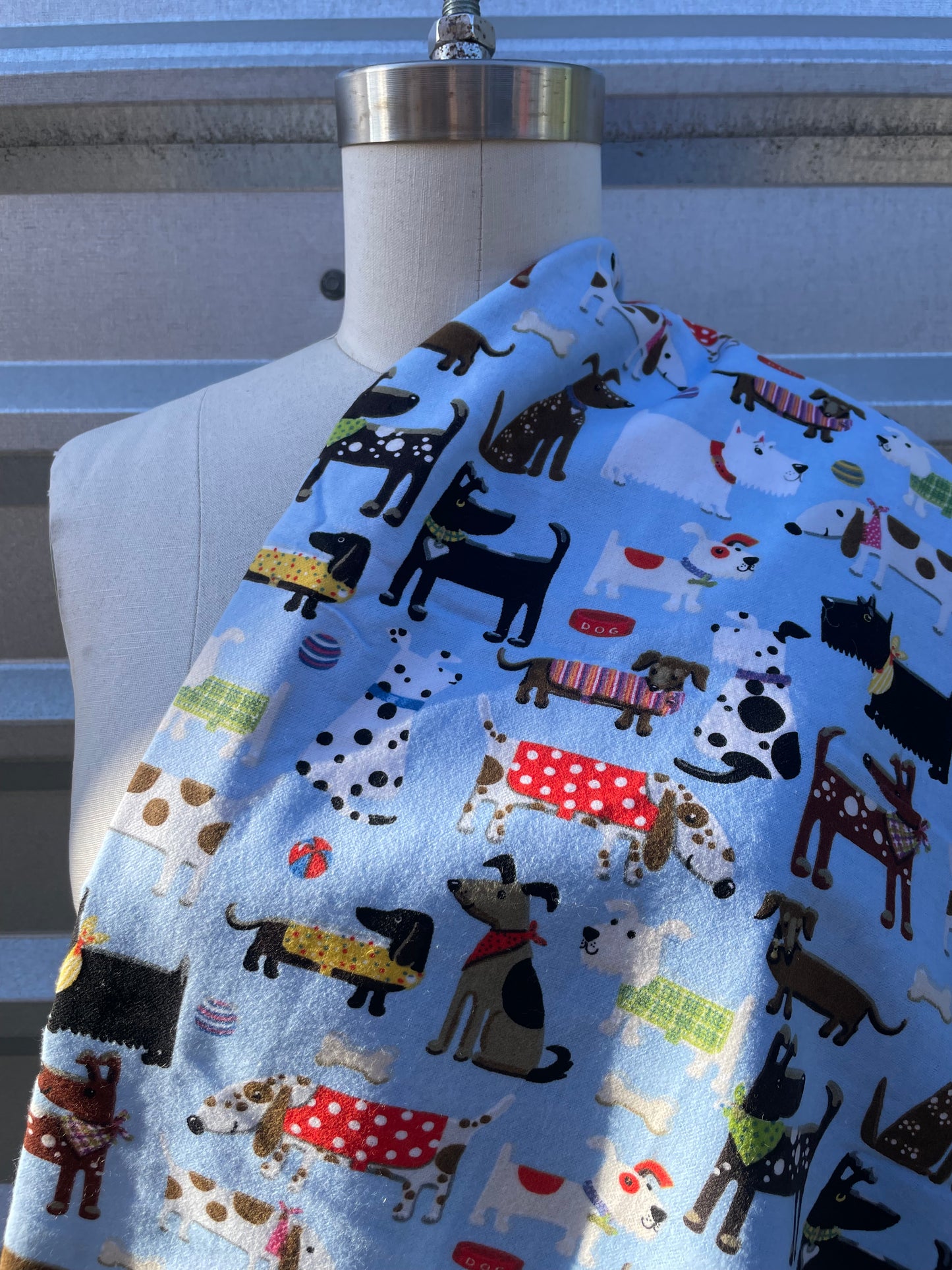 Multi Color Dog Animal Print Cotton Burhsed Flannel "Puppy Power"