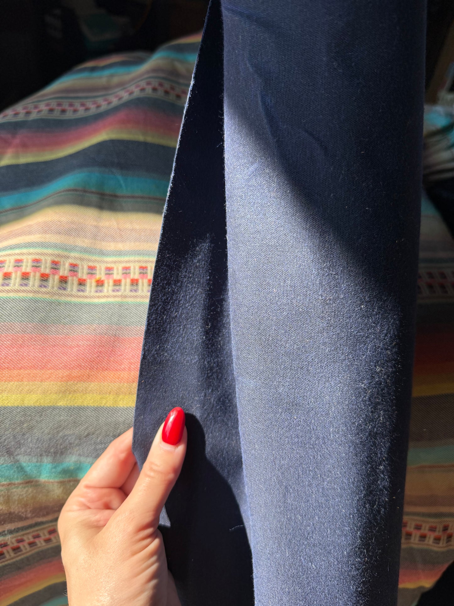 Blue Navy Waxed Cotton Canvas Fabric By The Yard "Blue Lady Mountain"