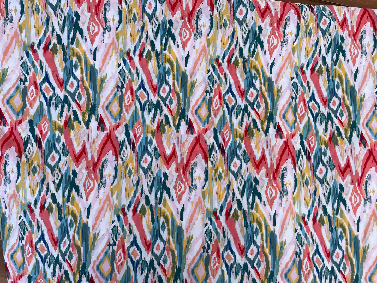 Southwest Watercolor Multi Color Ikat Cotton Spandex Poplin "Santa Fe Sunset"