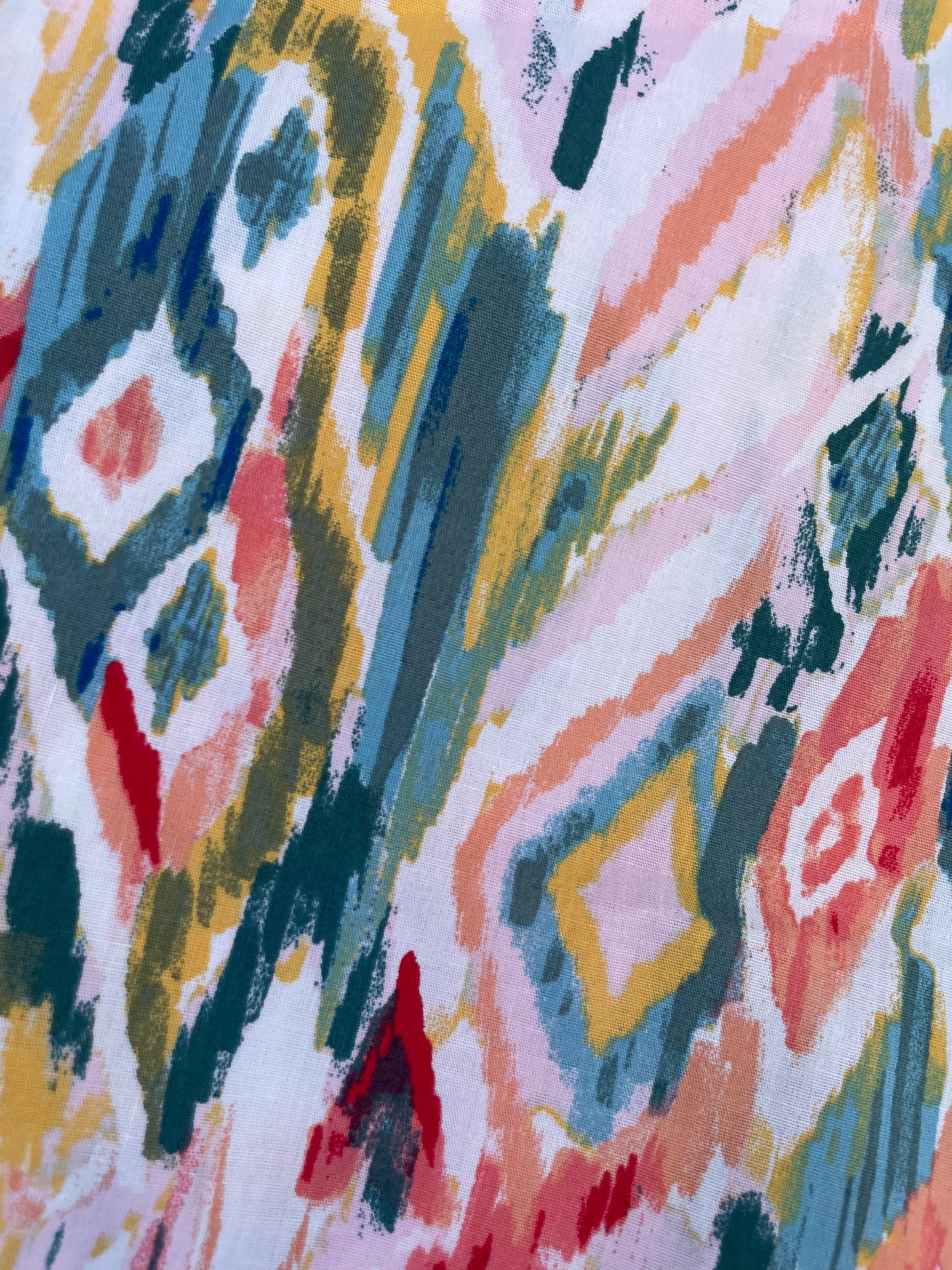 Southwest Watercolor Multi Color Ikat Cotton Spandex Poplin "Santa Fe Sunset"