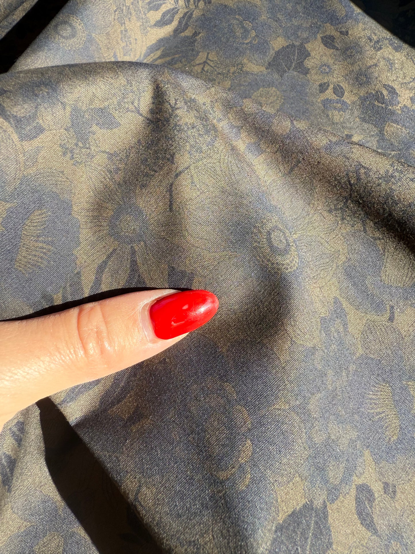 Dark Navy Brown Floral Embossed Tin inspired Design Quilt Cotton Poplin Woven "Moody Susan"