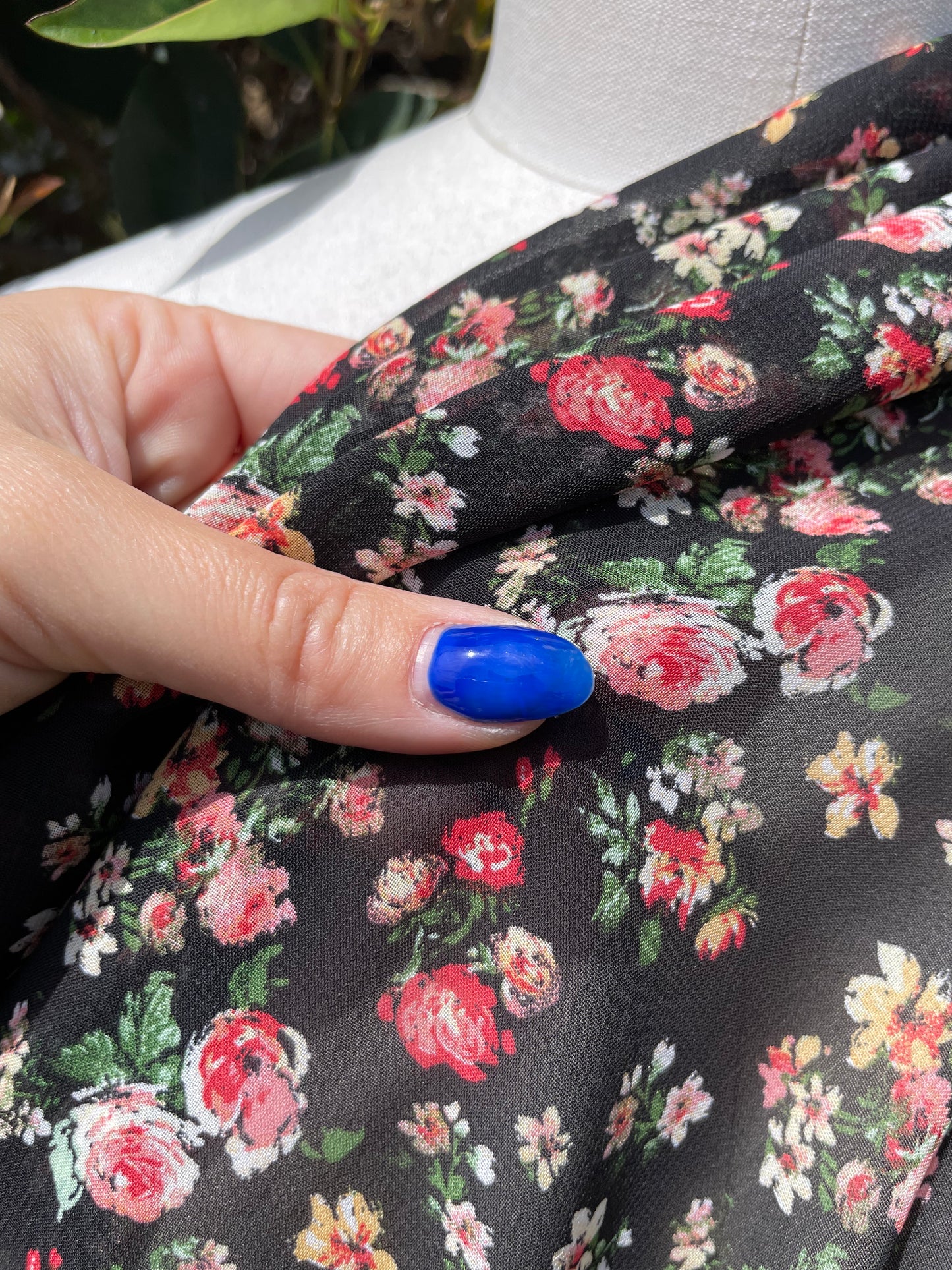 Black Red Rose Polyester Chiffon "Rebel Rose"