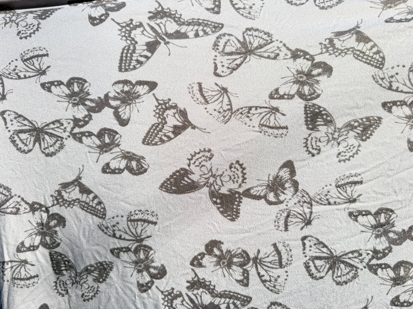 Grey Butterfly Print Polyester Spandex Knit "Shadow Butterfly"