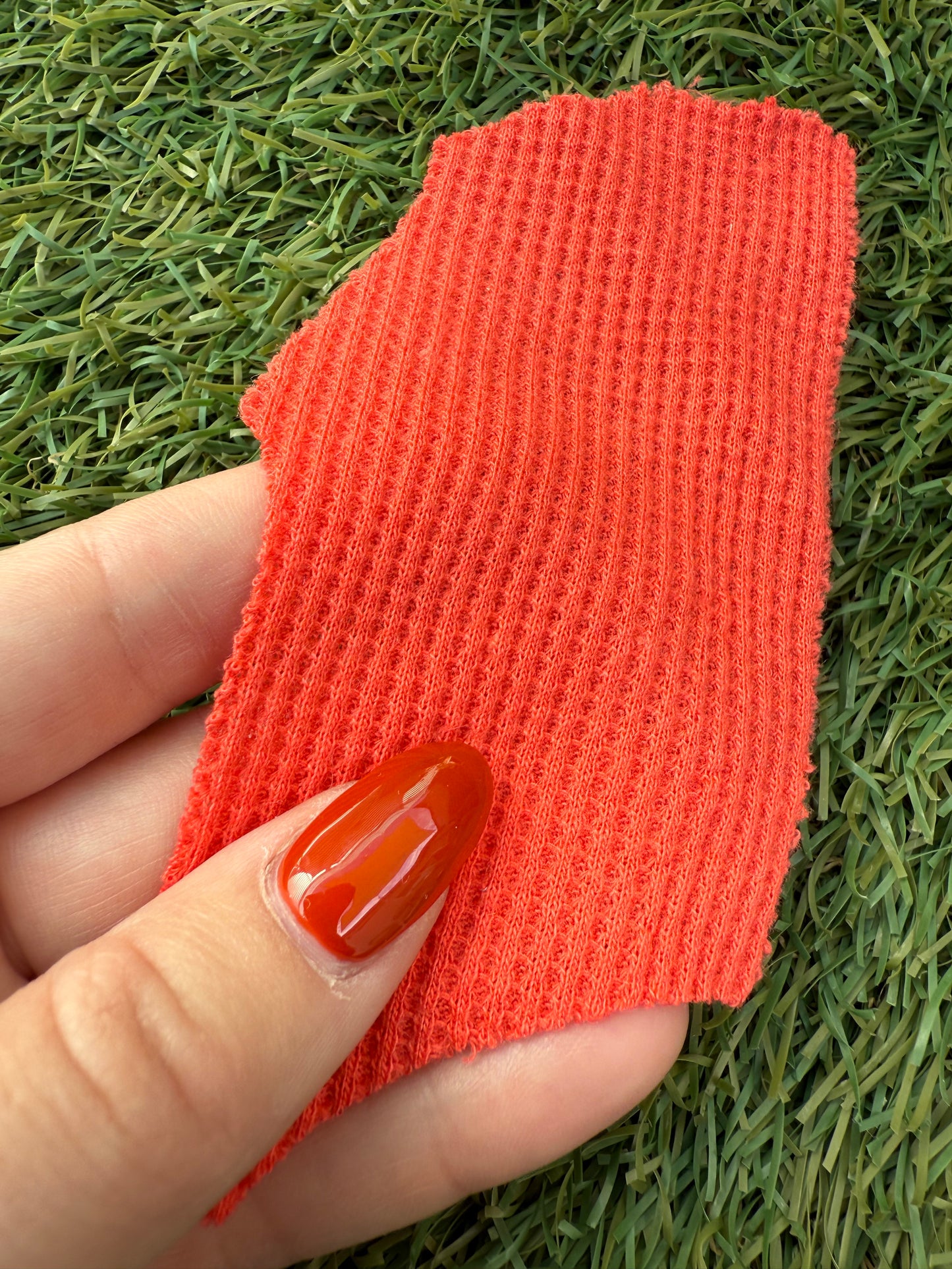 Tomato Red Small Cotton Mini Waffle Thermal Knit " Hot Sauce"