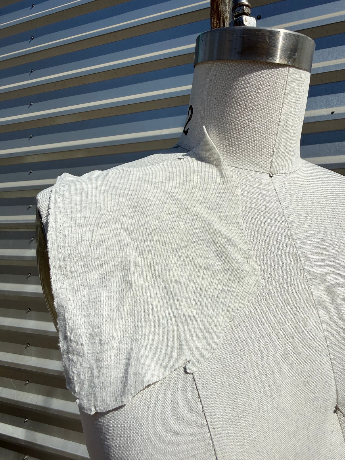 'Half and Half' White Heather Grey Cotton Spandex 1x1 Rib Knit Jersey – Deadstock | Pre-Cut Yardage
