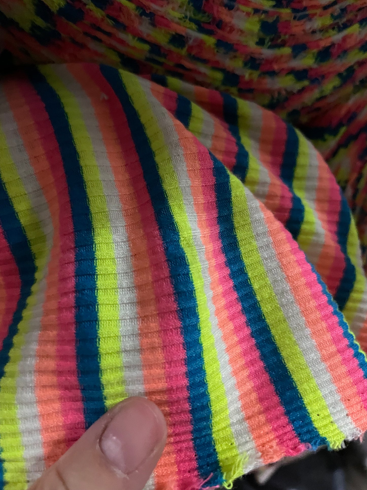 Neon Multi Stripe Rayon Spandex "Blacklight Skate Night"