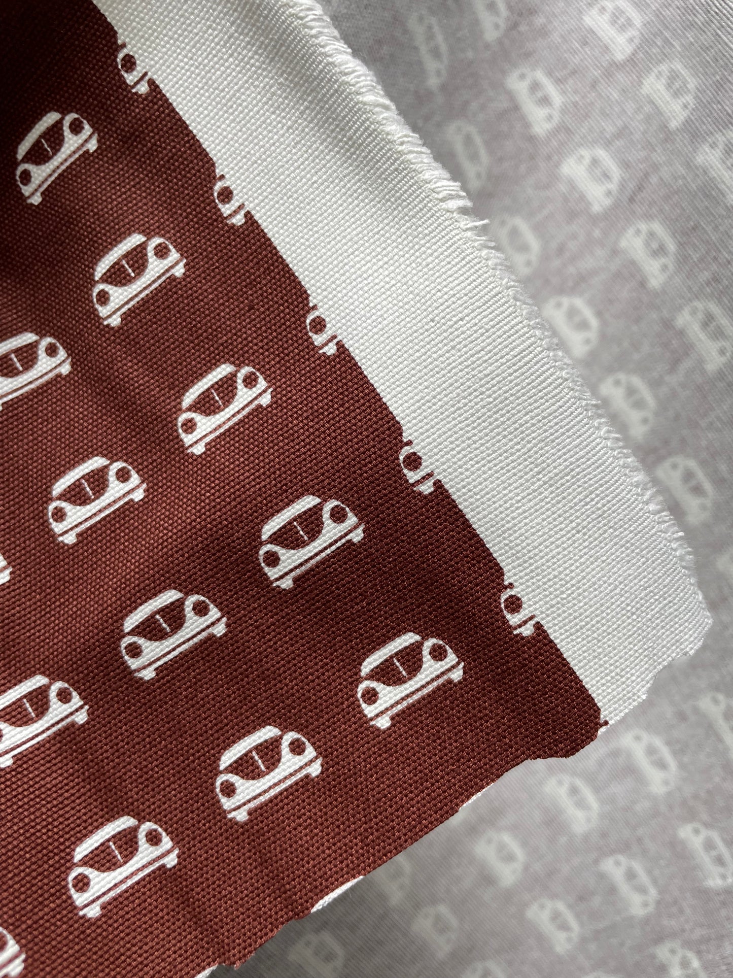 Brown Cream Retro Car Beetle Bug Cotton Canvas " Slug Bug!"