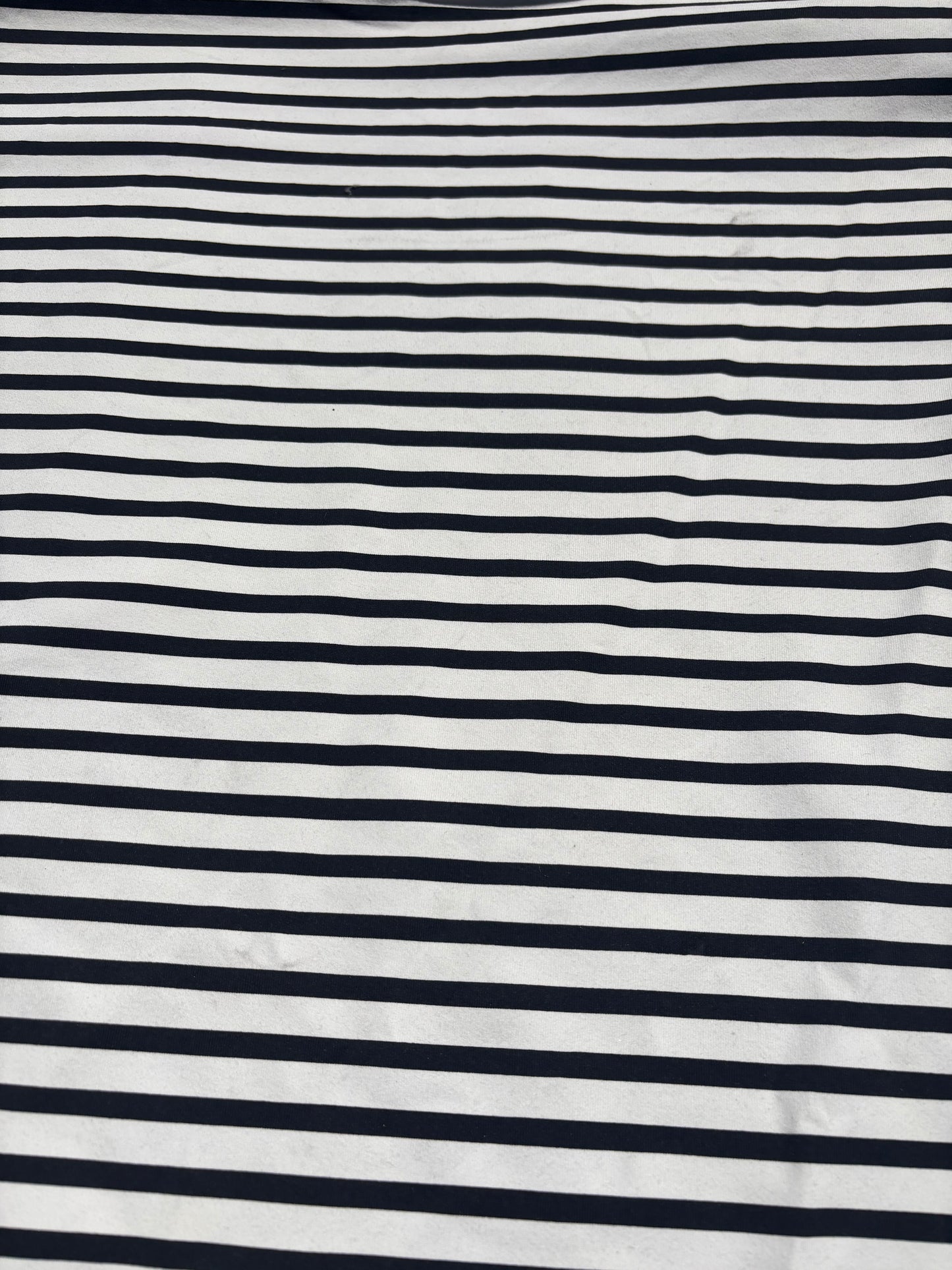 Black White Stripe Nylon Spandex Swim Knit "Camille"