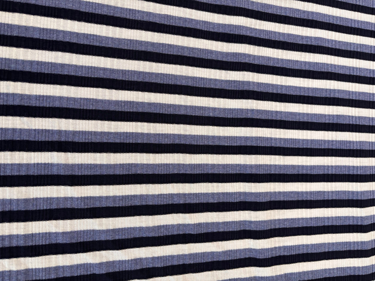 Blue Navy Stripe Rib Cotton Spandex "Dani"