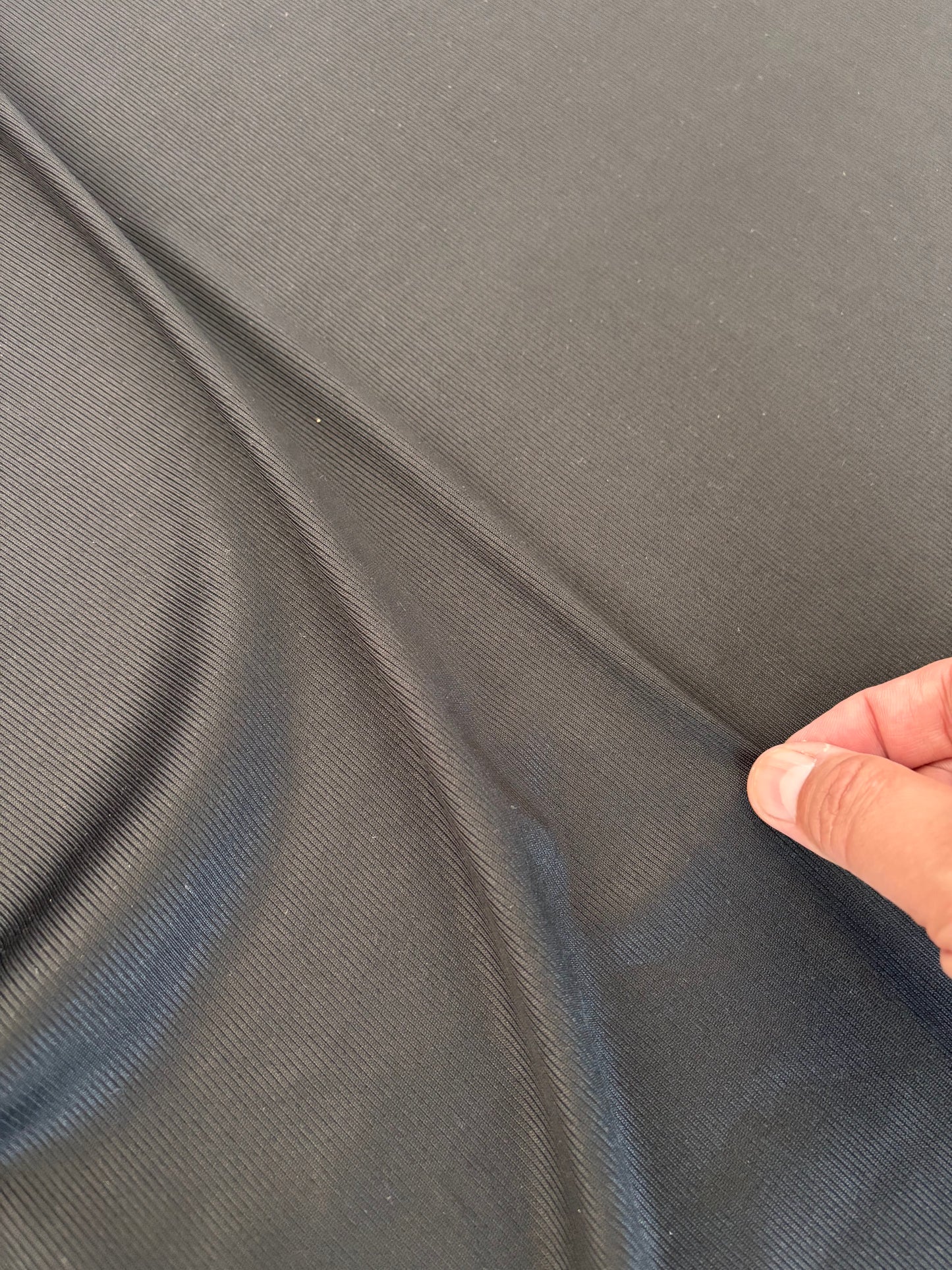 Black Polyester Spandex Rib Knit "Raven"