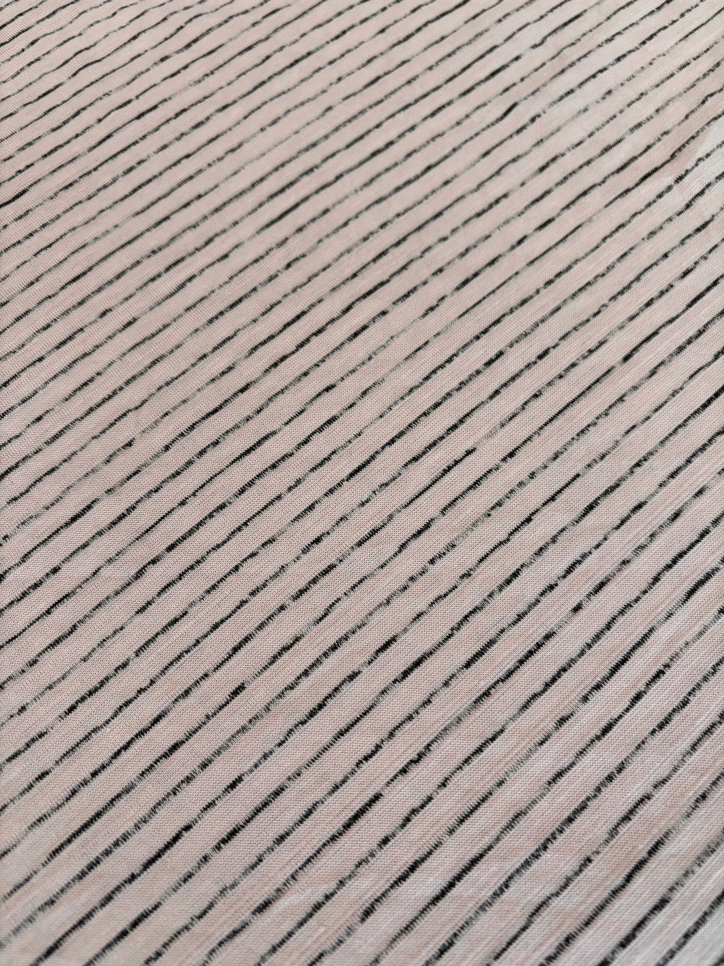 Pink Black Stripe Rayon Spandex Jersey Knit "Blush"
