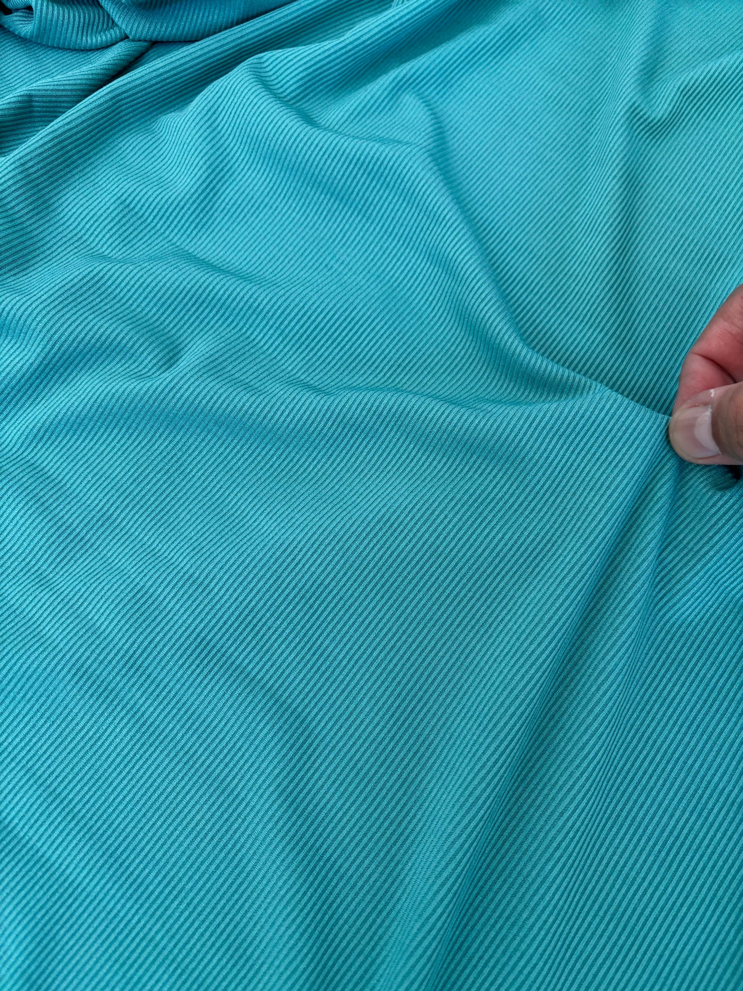 Turquoise Blue Polyester Spandex Rib Knit "Clarity"