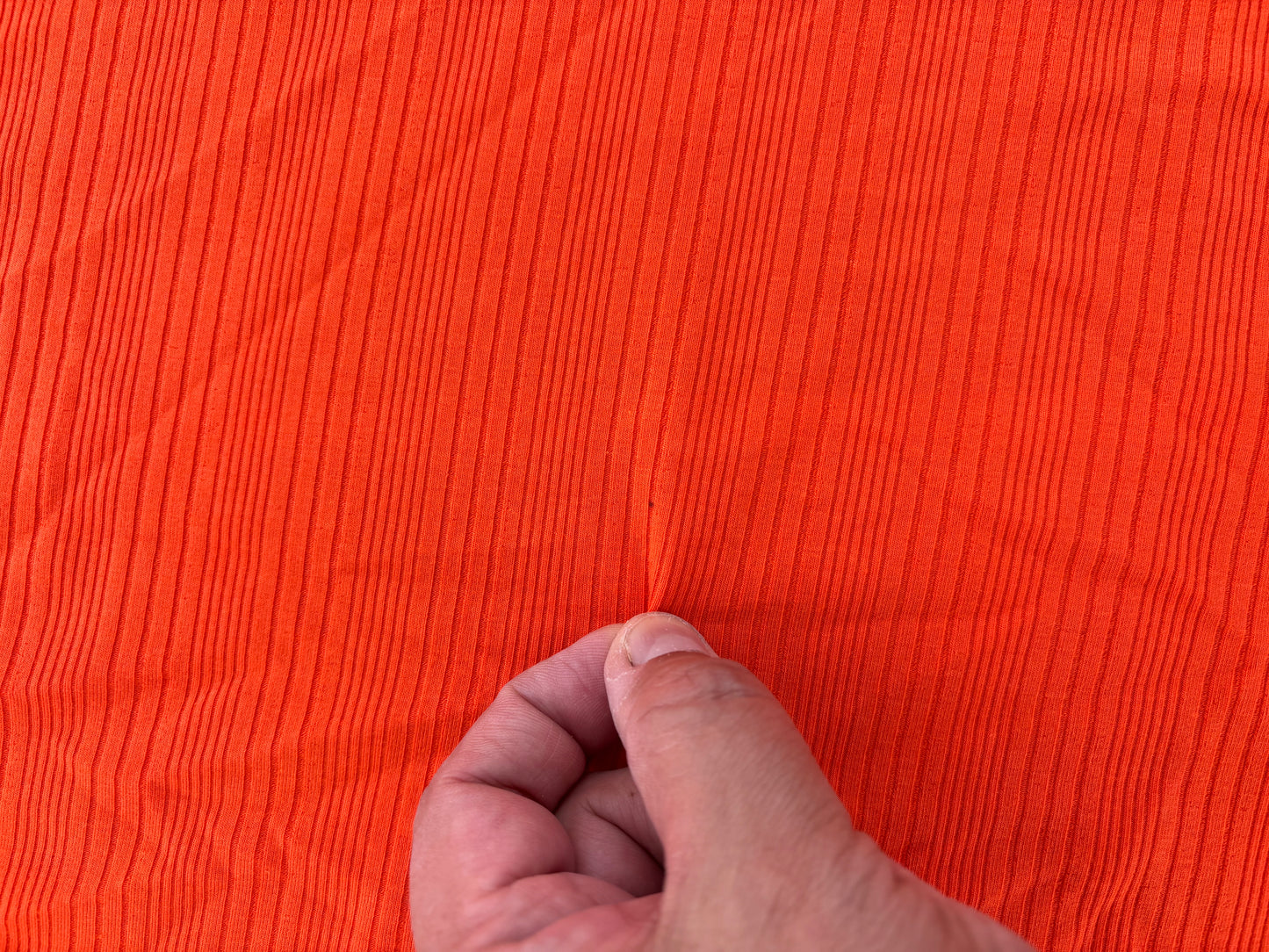 Red Orange Varigated Stripe Rib Rayon Knit "Chilli Pepper"