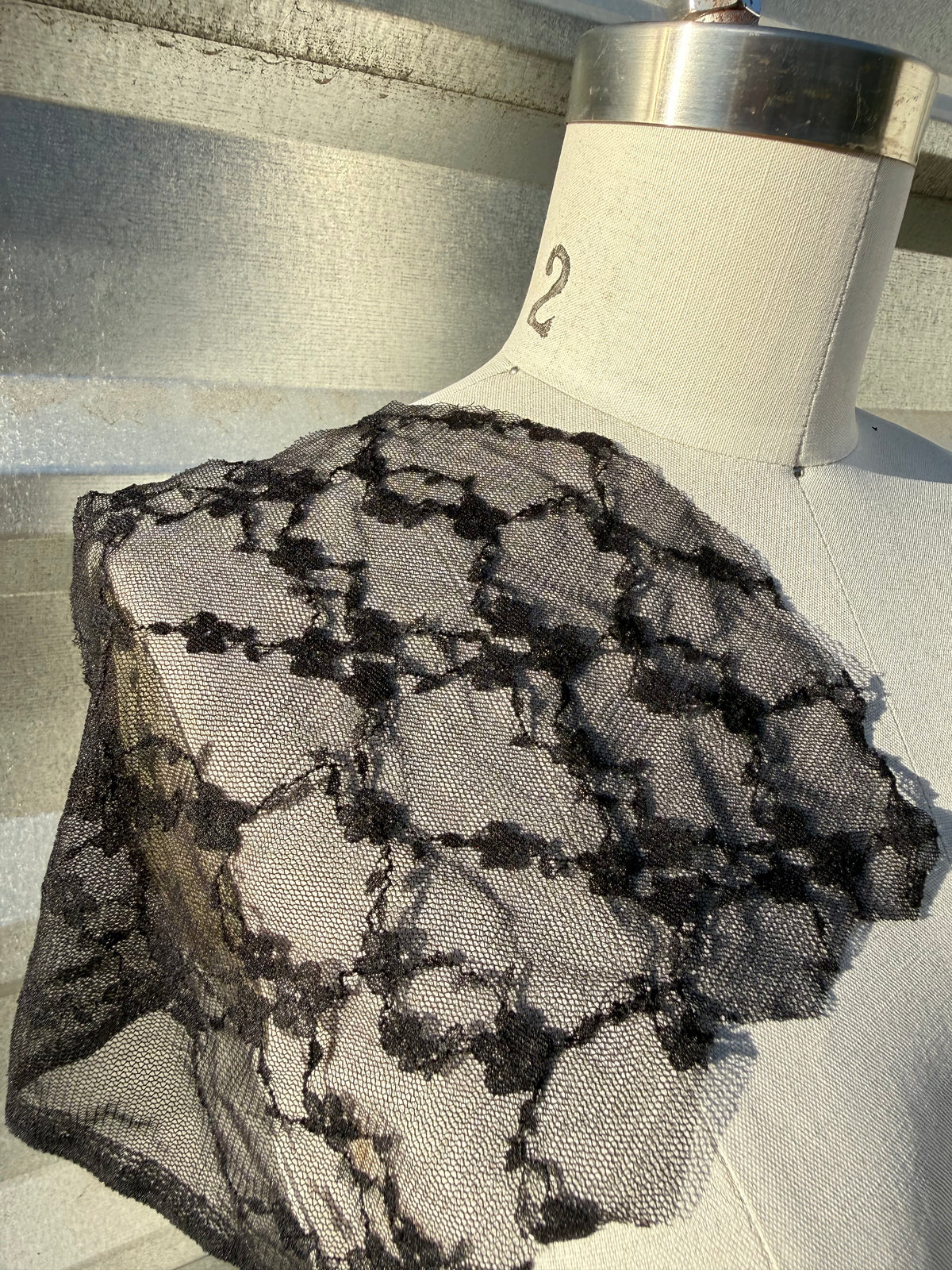 Black Floral Ditsy Nylon Spandex Lace "Ellie"