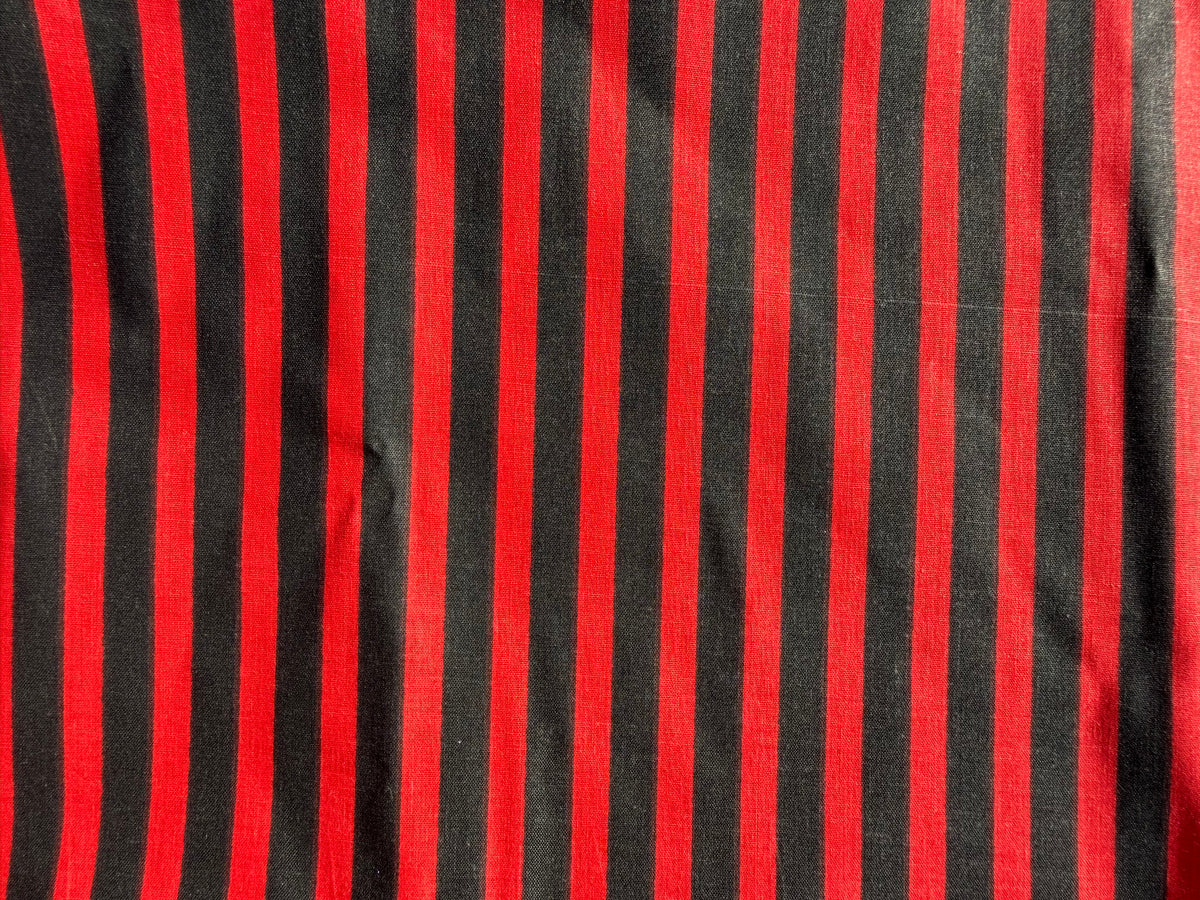 Red Black Stripe Cotton Poplin Shirting Woven "Lydia"