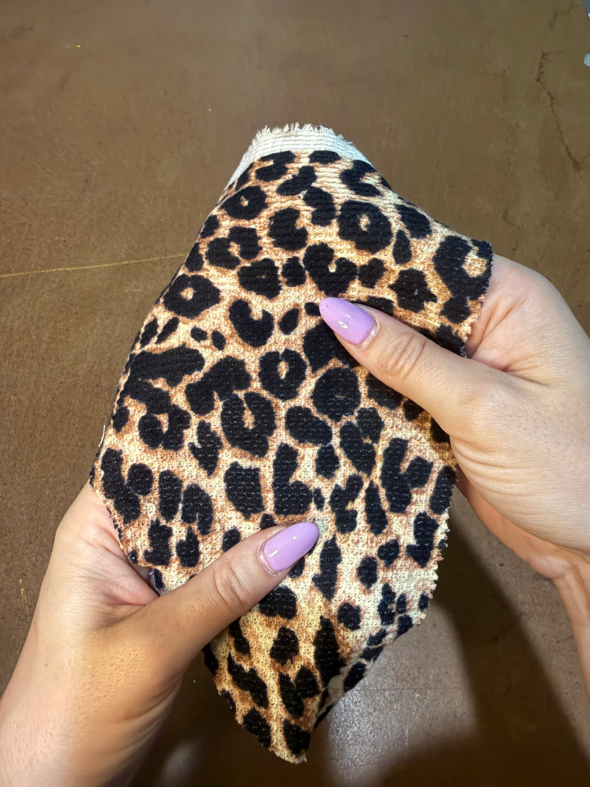 Leopard Print Tan Black Waffle Thermal Knit "Cool Cat"