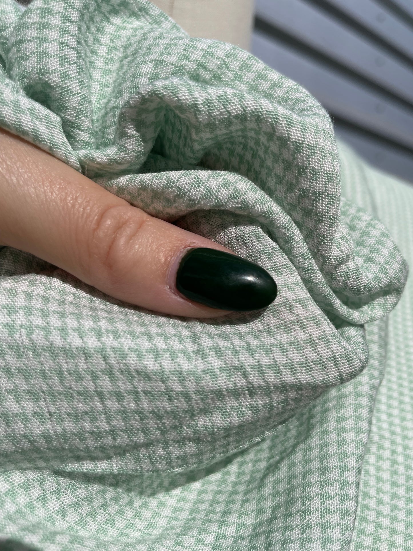 Sage White Houndstooth Soft Rayon Crepe Woven " Sage Tooth"