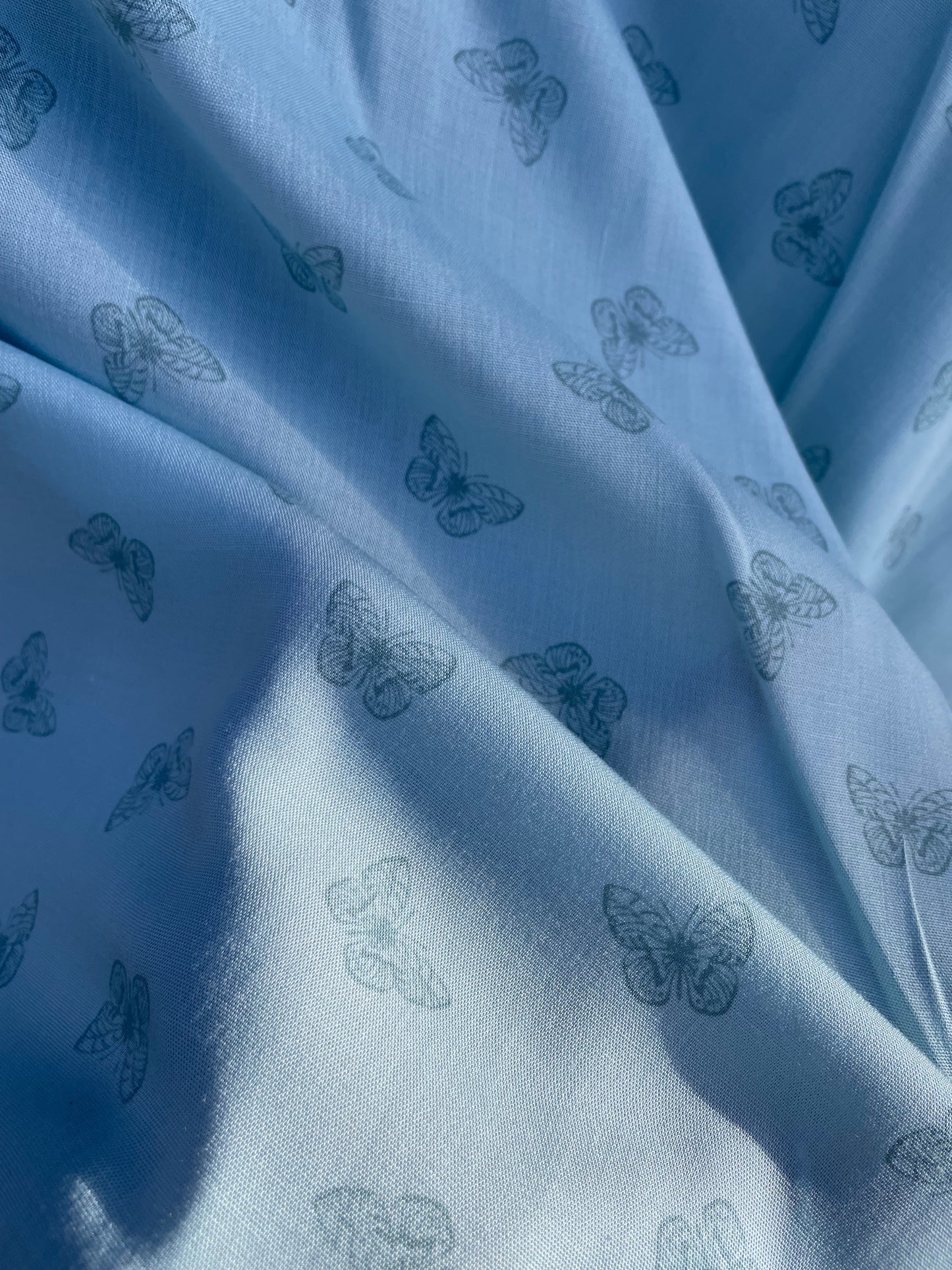 Blue Butterfly Retro Spring Print Rayon Challis "Dreaming of Butterflies"