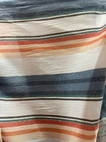 White Blue Coral Stripe Cotton Gauze Woven "Newport Boatride"