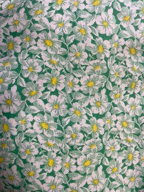Green White Yellow Floral Print Cotton Poplin Woven " Georgia's Porch"