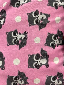 Pink Racoon Animal Print Cotton Spandex Sateen Woven "Trash Chomppin' Cutie"
