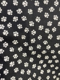 Black White Animal Paw Print Cotton Poplin Woven "Fur Baby FurEver"