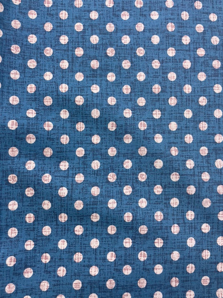 Blue Pink Mini dot Crosshatch Quilt Cotton Poplin Woven "Dotwork Blue"