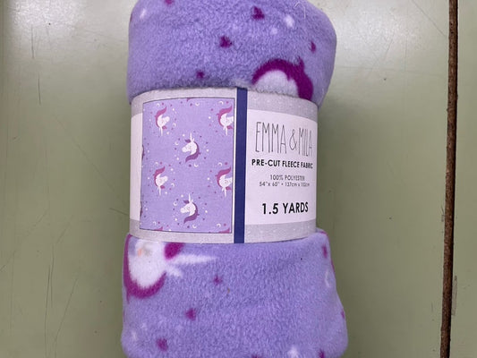 Purple White Heart Animal Unicorn 1.5 Yard Pre-Cut  Polyester Polar Fleece "Sweet Dreams"