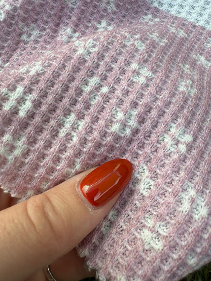 Pink White Floral Limited Edition Cotton Thick Waffle Thermal Knit "Stawberry Cream"