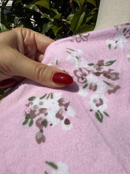Pink White Green Floral Print Cotton Flannel "Softer Side"
