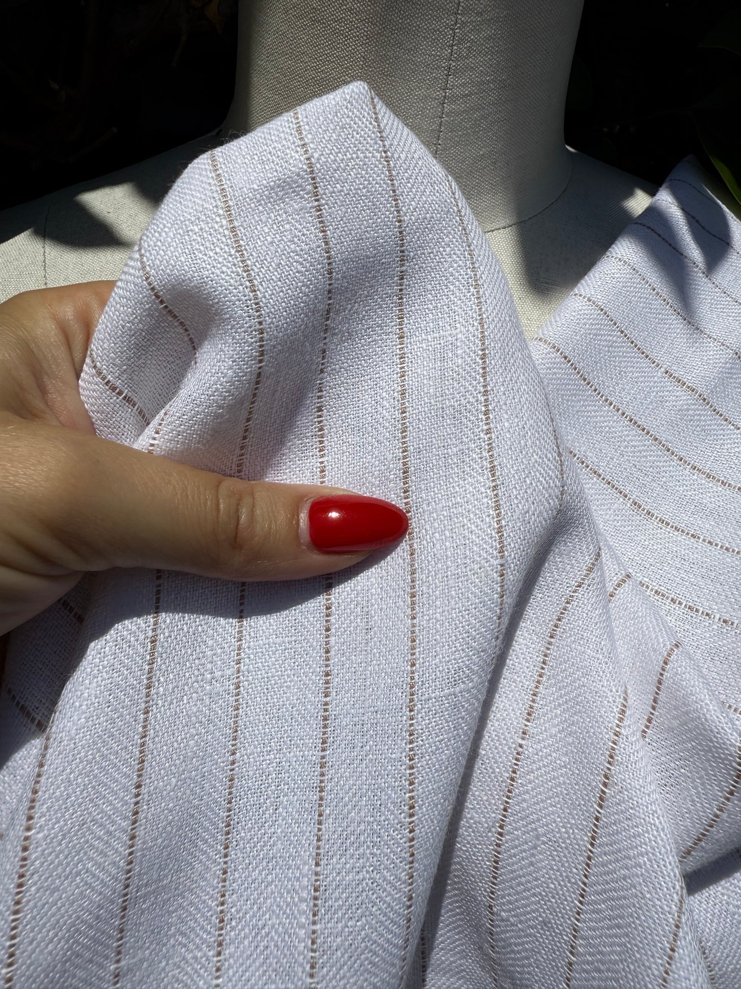 White Gold Stripe Linen Woven "Malibu Honey"