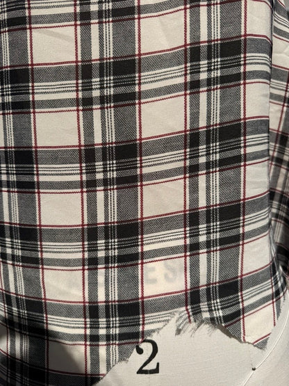 White Gray Black Red Plaid Polyester Woven "Teen Spirit"