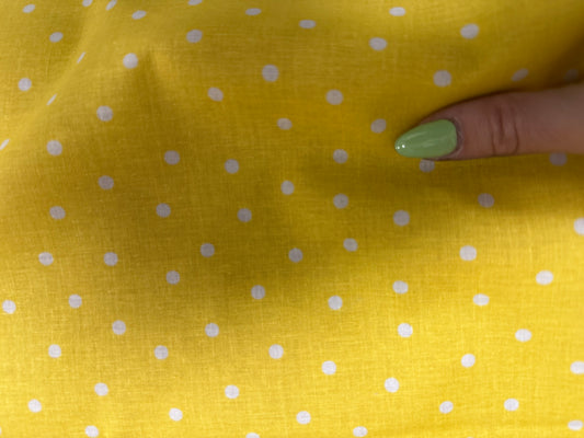 Yellow White Dot Print Quilt Cotton "Sunshine Dottie”